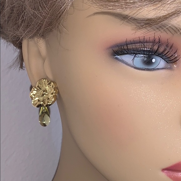 Gorgeous 18Kt gold  detachable gem drop earrings - Picture 10 of 16